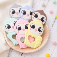 Factory customized kids silicone baby teether chew toy silicone owl sensory teether