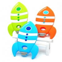 China Manufacturer Custom Baby Silicone Teether Toy Teethers With Rocket Shape